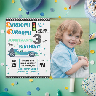 Convites Photo Race Car • 3rd Birthday Racing Party