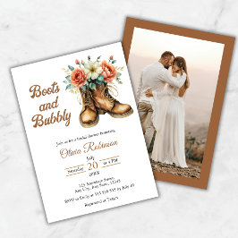 Convites Photo Rustic Boots and Bubbly Bridal Shower