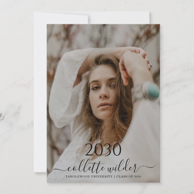 Convites Photo Script Graduation Party Invitation (Frente)