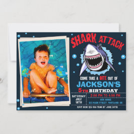 Convites Photo Shark Birthday Invitation Shark Attack party