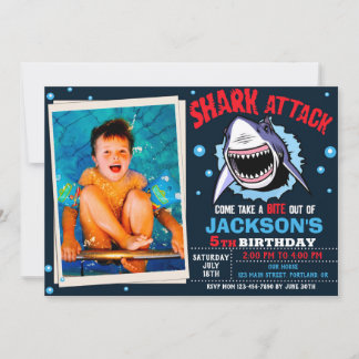 Convites Photo Shark Birthday Invitation Shark Attack party