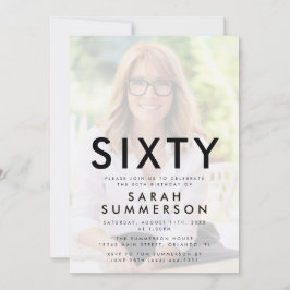 Convites Photo Sixty Black White 60th Birthday