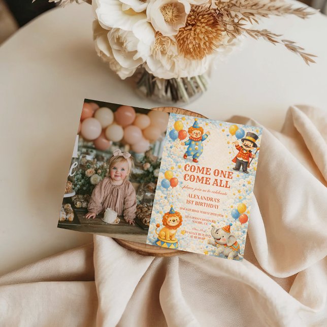Convites Photo Storybook Circus Friends Birthday (Criador carregado)
