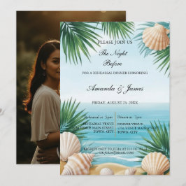 Convites Photo Tropical Beach Rehearsal Dinner Invite