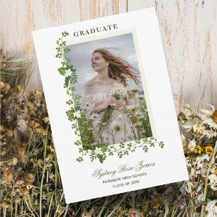 Convites Photo Tropical Branches & White Flowers Graduate