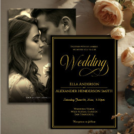 Convites Photo Vintage Black Wedding Invitation