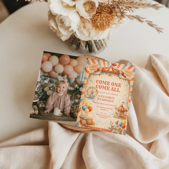 Convites Photo Vintage Circus Fairytale Birthday (Criador carregado)