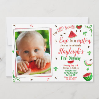 Convites Photo Watermelon birthday invitation 1st birthday