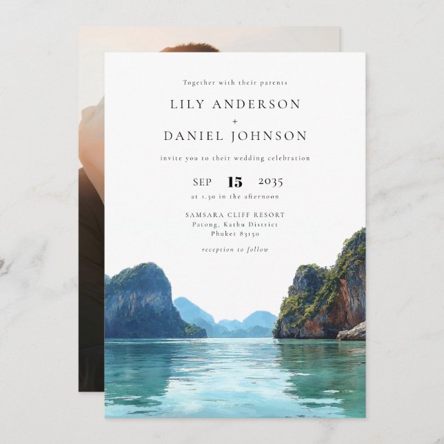 Convites Phuket Thaniland Destination Photo Wedding (Frente/Verso)