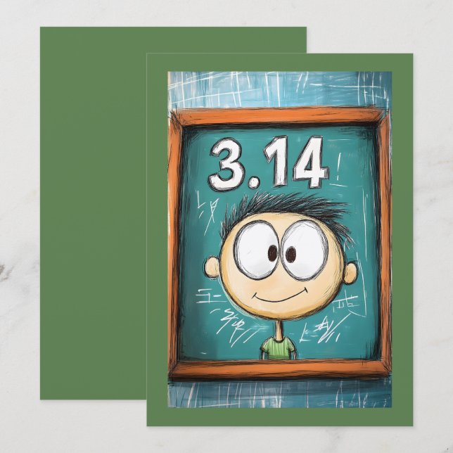 Convites Pi Day 3.14 Cartoonish Geeky Curiosity (Frente/Verso)