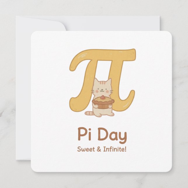 Convites Pi Day Cute Cat Postcard – Sweet & Infinite | Math (Frente)