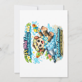 Convites Pi Mai Lao Trouble Maker Funny Water Fight Shirt