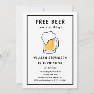 Convites Piada de Cerveja Livre Engraçado Simples