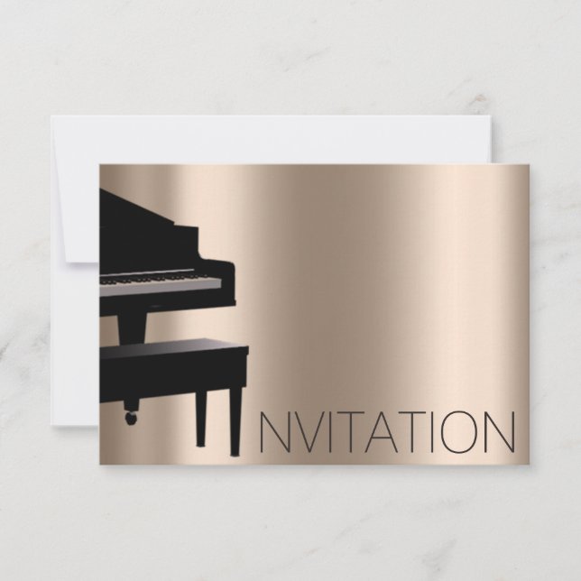 Convites Piano Concert Festival Minimalims Vip Black Ivory (Frente)