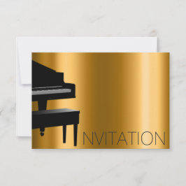 Convites Piano Concert Formal Minimalismo Vip Black Dourado