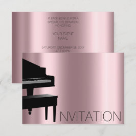 Convites Piano Concert Formal Minimalismo Vip Black Pink