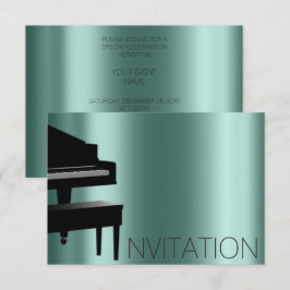 Convites Piano Concert Formal Minimalismo Vip Black Teal