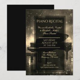 Convites Piano Considerando com Luzes Douradas