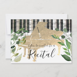 Convites piano elegante de cor aquática verde