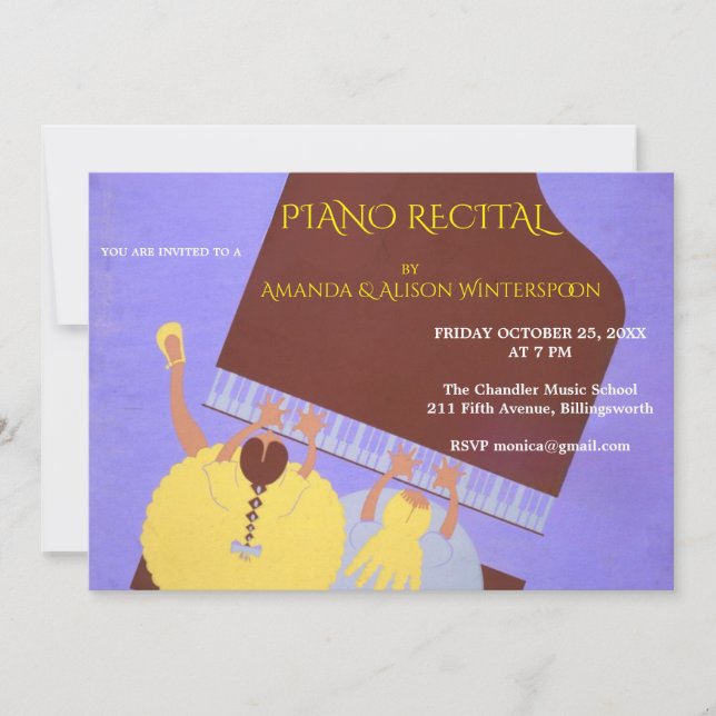 Convites Piano Music Duet Recital Event  (Frente)