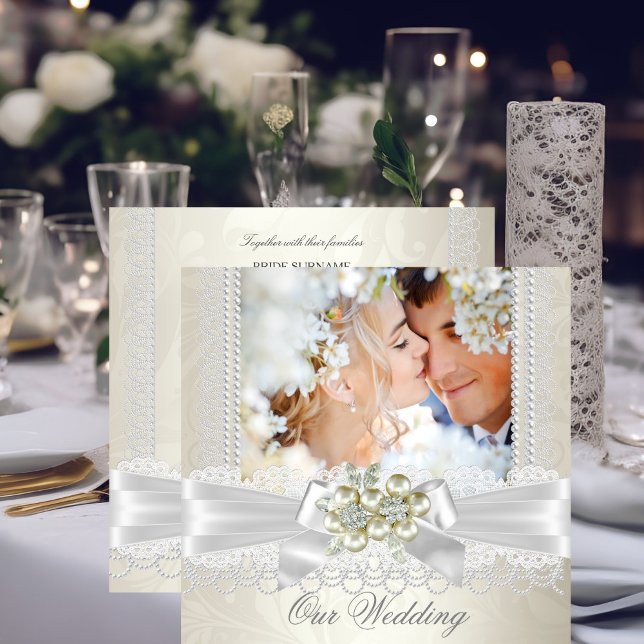 Convites Pic de Diamante Damask Diamond, Raça Branca de Cas (Criador carregado)