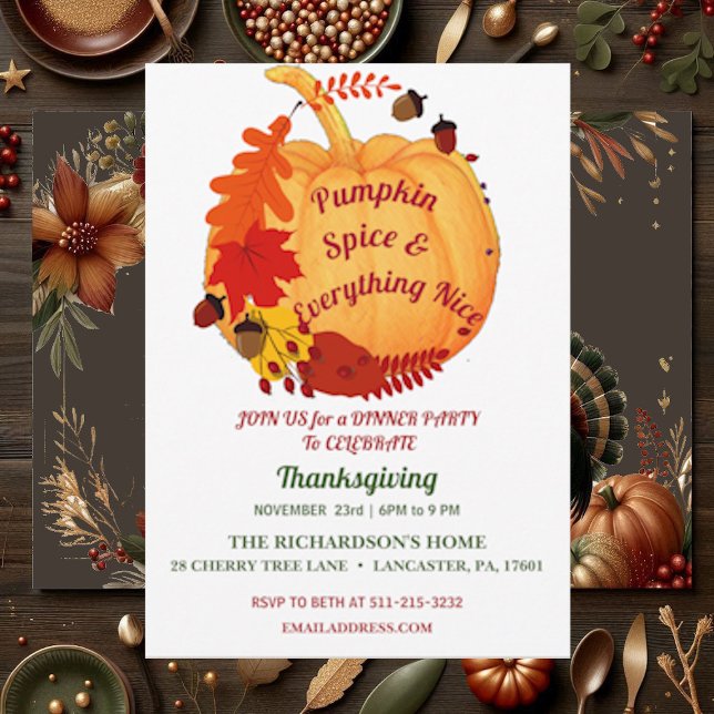 Convites Picada de Testemunha Laranja Queda Foliage Pumpkin (Witty Quote Orange Fall Foliage Pumpkin Spice Invitation)
