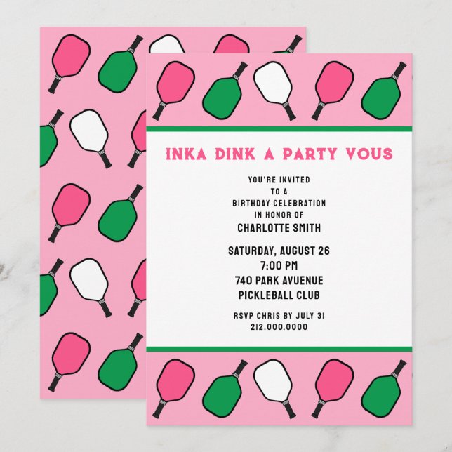 Convites Pickleball (Frente/Verso)