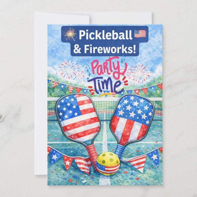 Convites PICKLEBALL 4th of July Pickleball Party Invitation (Frente)