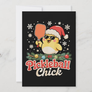 Convites Pickleball Chick Chapéu de Papai Noel Óculos de So