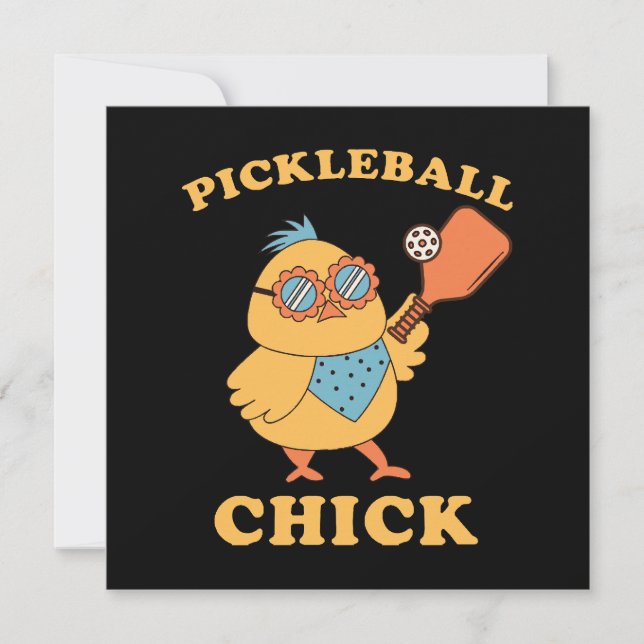 Convites Pickleball Chick - retrô (Frente)