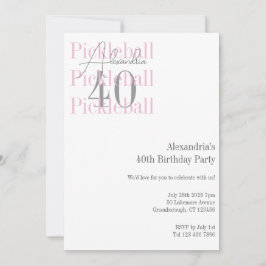 Convites Pickleball de aniversário de 40 anos