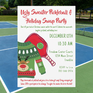 Convites Pickleball de Natal Ugly Sweater Swap