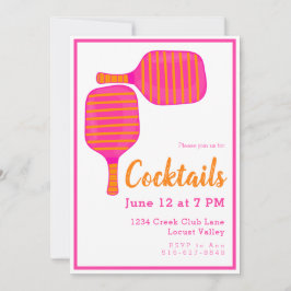 Convites Pickleball - Festa cor de laranja rosa