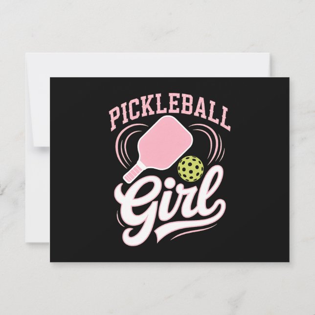 Convites Pickleball Girl Player (Verso)