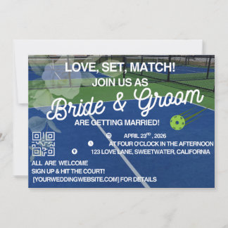 Convites Pickleball Wedding Invitation - Modern Court Sport