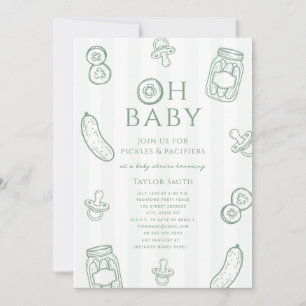 Convites Pickles & Pacifiers Chuveiro de Bebê Verde Neutro