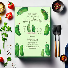 Convites Picles Chá de fraldas Whimsical Verde