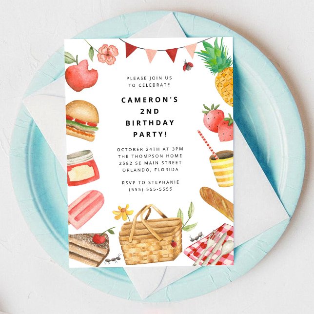 Convites Picnic Birthday Invitation (Criador carregado)