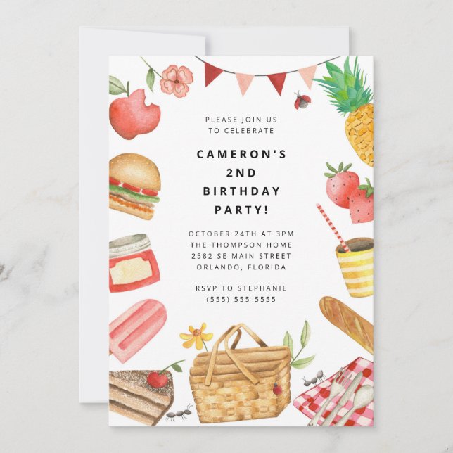 Convites Picnic Birthday Invitation (Frente)
