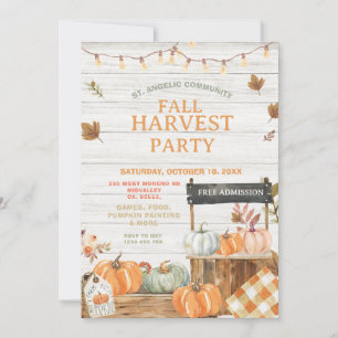 Convites Picnic da igreja de abóbora de madeira