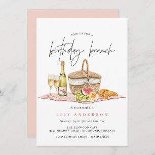 Convites Picnic de aquarela   Cute Casual Birthday Brunch