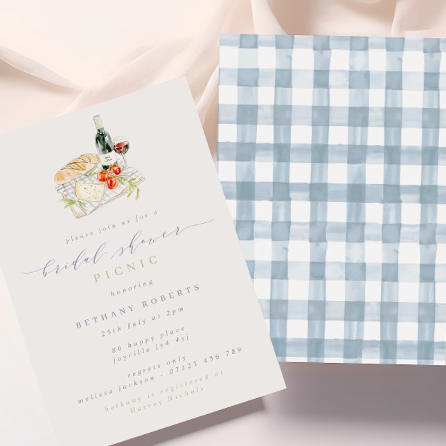 Convites Picnic de Chá de panela de vinho e queijo moderno (Criador carregado)