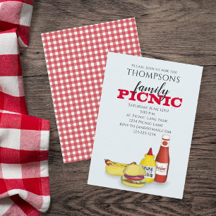 Convites Picnic de Verão Fofo Churrasco Moderno Caprichoso