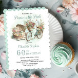 Convites Picnic na Festa de aniversário Park Floral 60th<br><div class="desc">Bonito como um cesto de piquenique e uma bicicleta adornada "Picnic in the Park" 60ª design de Festa de aniversário. Design composto por Designs Holiday Hearts.</div>