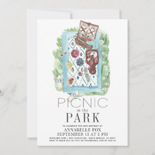 Convites Picnic no Park Watercolor Birthday