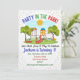 Convites Picnic Outdoor Park Kids Birthday Invitation