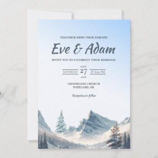 Convites Pico Alpino Pinheiro Nevado Aquarela Casamento de