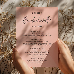 Convites Pico rosa Itinário de Fim de Semana Bachelorett