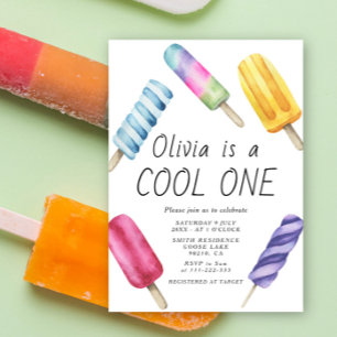 Convites Picolé de Sorvete de Verão em Aquarela Aniversário