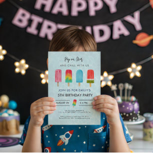 Convites Picolés de Verão Festa de Aniversário Infantil